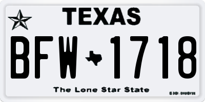 TX license plate BFW1718