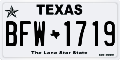 TX license plate BFW1719