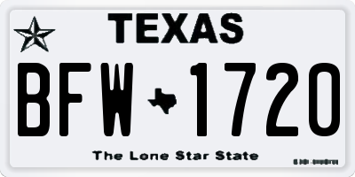 TX license plate BFW1720