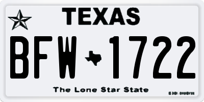 TX license plate BFW1722