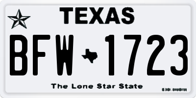 TX license plate BFW1723