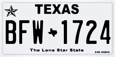 TX license plate BFW1724