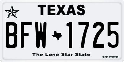 TX license plate BFW1725