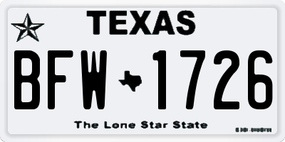 TX license plate BFW1726