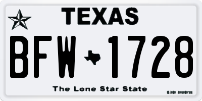 TX license plate BFW1728