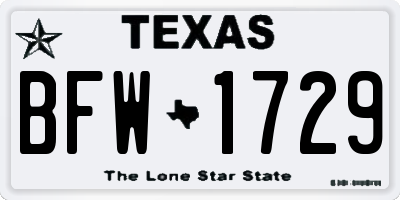 TX license plate BFW1729