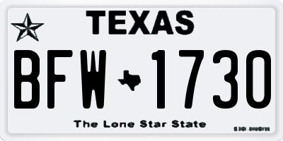 TX license plate BFW1730