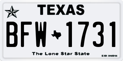 TX license plate BFW1731