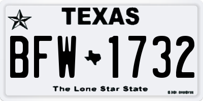 TX license plate BFW1732
