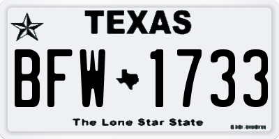 TX license plate BFW1733