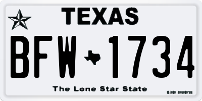 TX license plate BFW1734