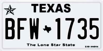 TX license plate BFW1735