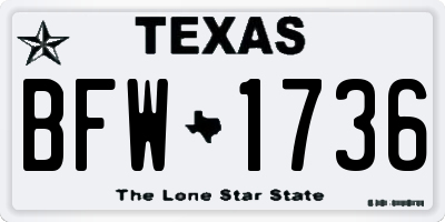 TX license plate BFW1736