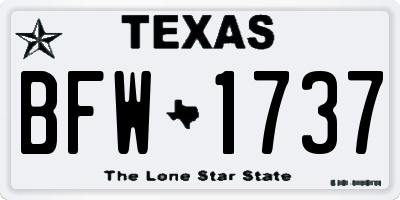 TX license plate BFW1737