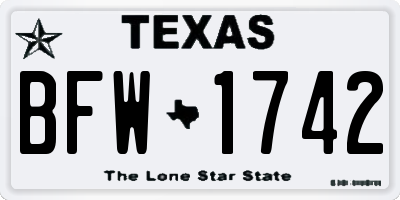 TX license plate BFW1742