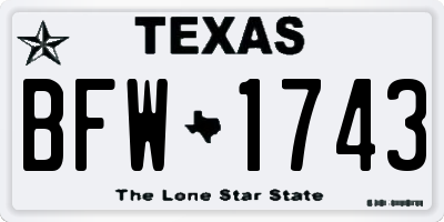 TX license plate BFW1743