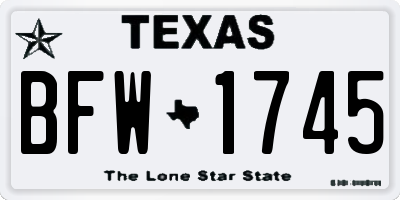 TX license plate BFW1745