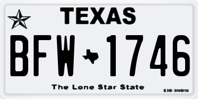 TX license plate BFW1746