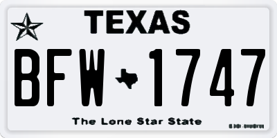 TX license plate BFW1747