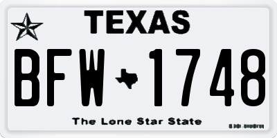 TX license plate BFW1748