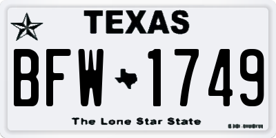 TX license plate BFW1749