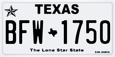 TX license plate BFW1750