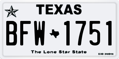 TX license plate BFW1751