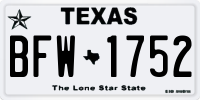 TX license plate BFW1752