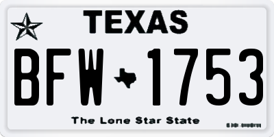 TX license plate BFW1753