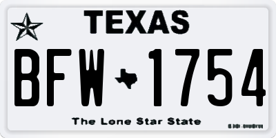 TX license plate BFW1754