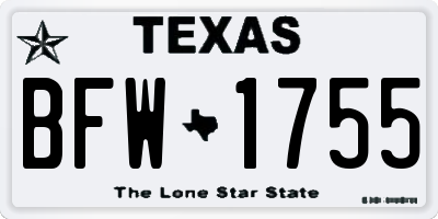 TX license plate BFW1755