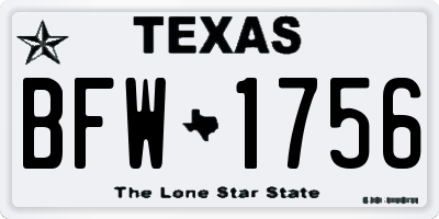 TX license plate BFW1756