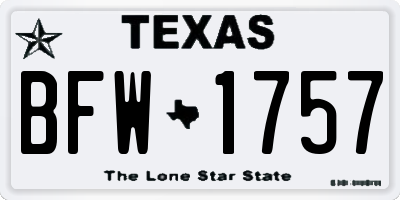 TX license plate BFW1757