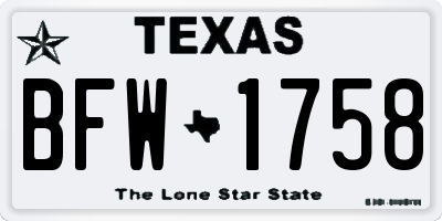 TX license plate BFW1758