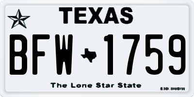 TX license plate BFW1759