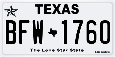 TX license plate BFW1760