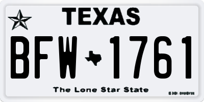 TX license plate BFW1761