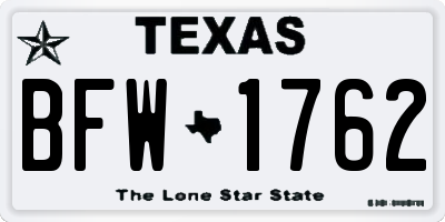TX license plate BFW1762
