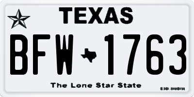 TX license plate BFW1763