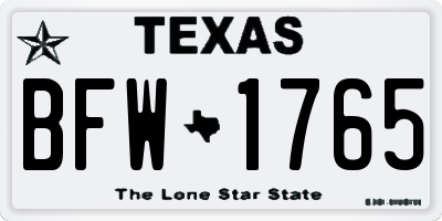 TX license plate BFW1765