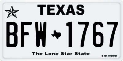 TX license plate BFW1767