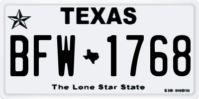TX license plate BFW1768
