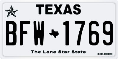 TX license plate BFW1769