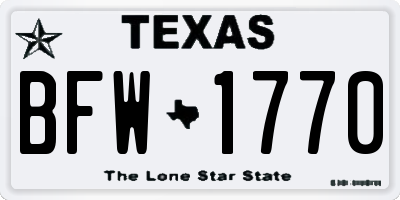 TX license plate BFW1770