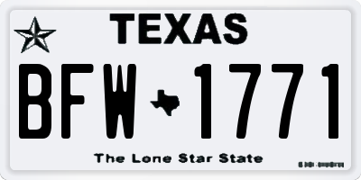 TX license plate BFW1771