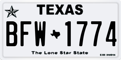 TX license plate BFW1774