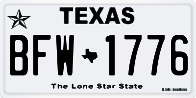 TX license plate BFW1776