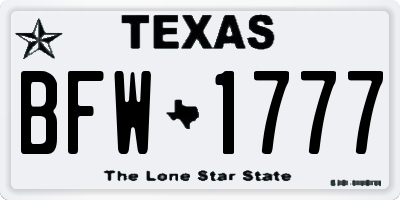 TX license plate BFW1777