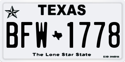 TX license plate BFW1778