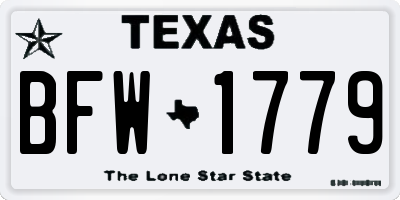 TX license plate BFW1779